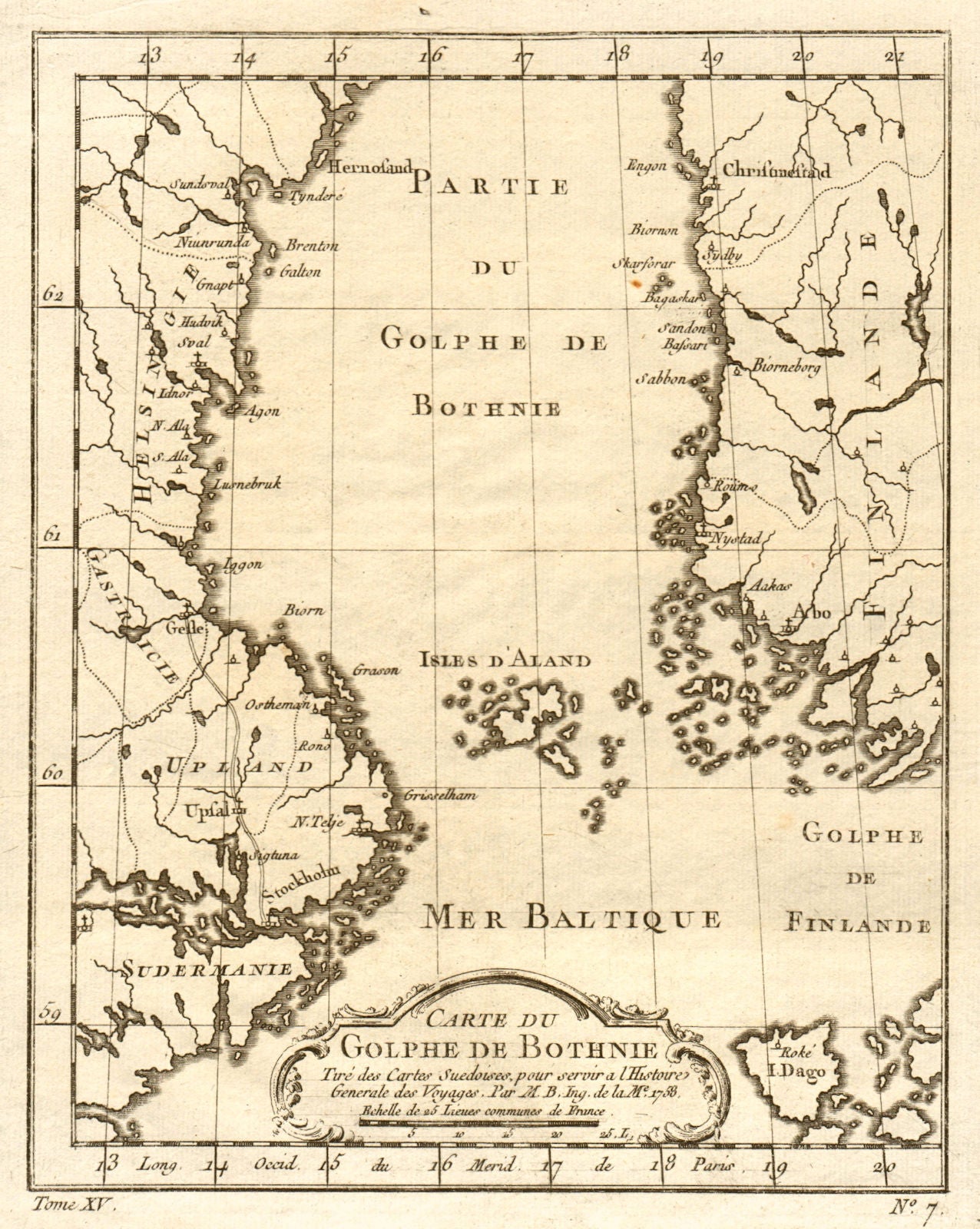 'Carte du Golphe de Bothnie'. Gulf of Bothnia. Sweden Finland. BELLIN 1759 map